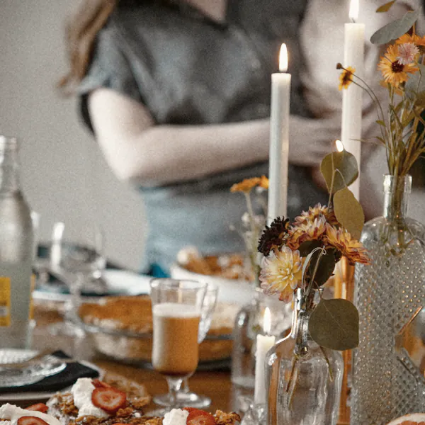 Candles lit and the table half cleared as lunch winds down